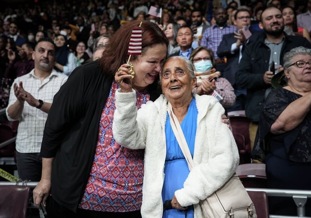 A naturalization ceremony takes place Wednesday, Jan. 11, 2023, at the M. O. Campbell Educational Center in Houston.