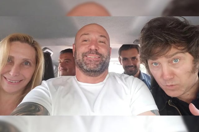 Diego Spagnuolo, junto a Javier Milei, su hermana Karina y Martín Menem (Gentileza Clarín).