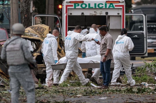 Sur les lieux de l'attentat de Cali, jeudi 21 août.
