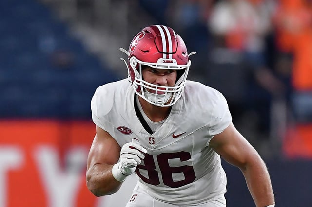 Stanford tight end Sam Roush runs onto the field during the first half of an NCAA football game against Syracuse on Friday, Sept. 20, 2024 in Syracuse, N.Y.