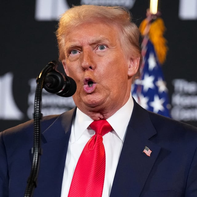 WASHINGTON, DC - AUGUST 13: U.S. President Donald Trump mocks Federal Reserve Chair Jerome Powell as he speaks during an event at the Kennedy Center on August 13, 2025 in Washington, DC. Trump announced the first nominees of the annual Kennedy Center Honors since taking control of the center’s board earlier this year. (Photo by Andrew Harnik/Getty Images)