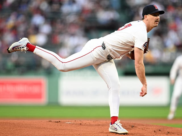 Aug 19, 2025; Boston, Massachusetts, USA; Boston Red Sox starting pitcher Walker Buehler (0) pitches against the Baltimore Orioles during the first inning at Fenway Park. Mandatory Credit: Brian Fluharty-Imagn Images/ File Photo
