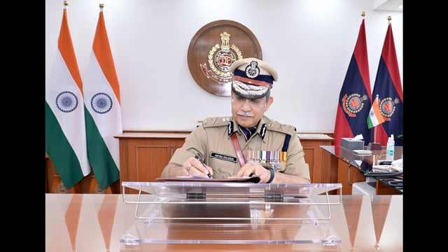 Satish Golchha at Delhi Police Headquarters on Friday. (HT Photo)