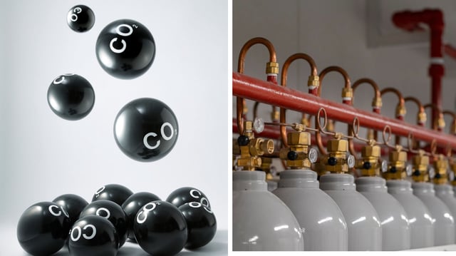 CO2 and fuel cylinders.