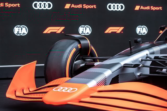 A detail view of a Audi Formula 1 model car after after a press conference to announce that Audi will join F1 as an engine supplier from the 2026 season at Circuit de Spa-Francorchamps on August 26, 2022 in Spa, Belgium.