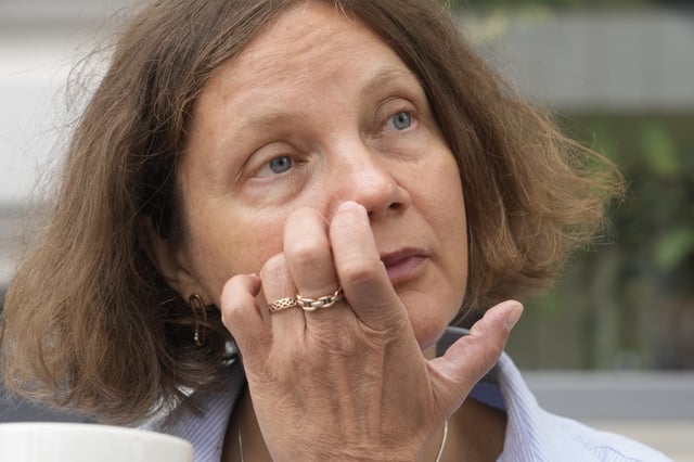 Former political prisoner Palina Sharenda-Panasiuk, who spent more than spent more than four years behind bars in Belarus before her release, poses for a photo during a visit in Warsaw, Poland, on Monday, Aug. 18, 2025. (AP Photo/Czarek Sokolowski)