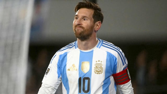 Lionel Messi reacts during a match.