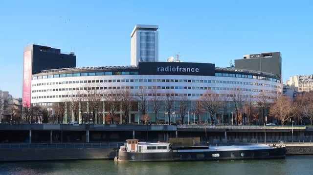 La Maison de la Radio et de la Musique à Paris, siège de «Radio France», au bord de la Seine, en février 2021.