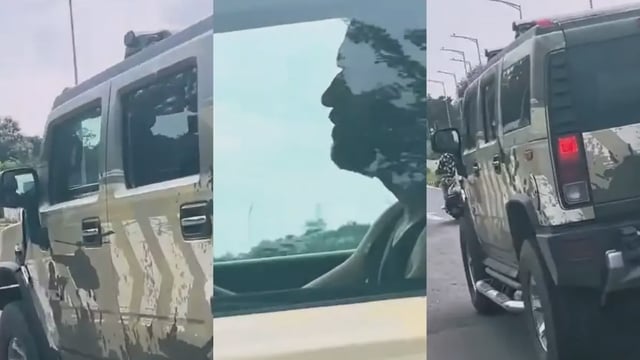 MS Dhoni drives his car in Ranchi | Image: X/@rushiii_12
