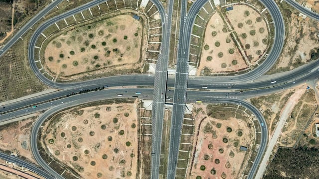 An aerial view shows partially opened stretch of Bengaluru-Chennai Expressway in Hoskote.