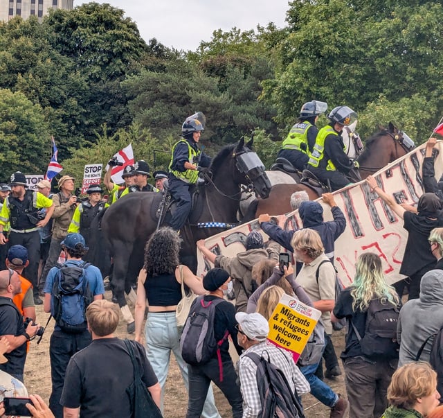 Mounted police were deployed at Castle Park