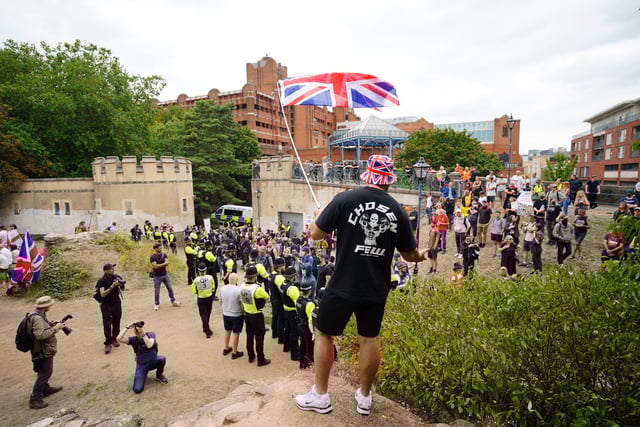 The police are separating the two sides in Bristol