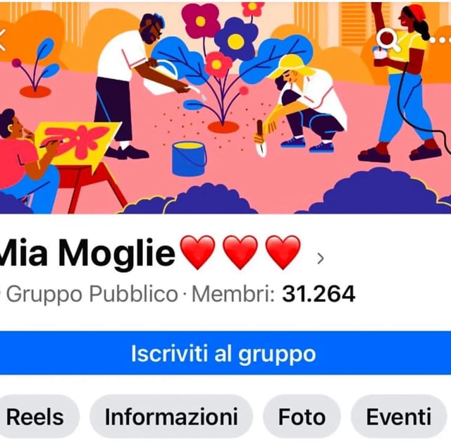 Captura de pantalla del grupo "Mia Moglie" de Facebook. Fuente: X