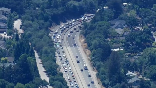 Traffic backup on northbound Highway 17 after a fatal crash Friday. (Aug. 22, 2025)