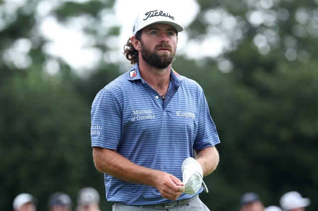 Cameron Young of the United States walks off the 18th tee during the second round of the TOUR Championship 2025 at East Lake Golf Club on August 22, 2025 in Atlanta, Georgia.