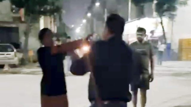 A screengrab from the video of the assault on Friday night. (HT Photo)