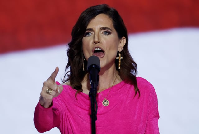 MILWAUKEE, WISCONSIN - JULY 17: U.S. Rep. Nancy Mace (R-SC) speaks on stage   on the third day of the Republican National Convention at the Fiserv Forum on July 17, 2024 in Milwaukee, Wisconsin. Delegates, politicians, and the Republican faithful are in Milwaukee for the annual convention, concluding with former President Donald Trump accepting his party's presidential nomination. The RNC takes place from July 15-18.  (Photo by Chip Somodevilla/Getty Images)