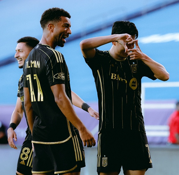 FRISCO, TEXAS – AUGUST 23: Son Heung-Min #7 of Los Angeles FC celebrates after scoring the team’s first goal during the MLS match between FC Dallas and Los Angeles Football Club at Toyota Stadium on August 23, 2025 in Frisco, Texas. (Photo by Los Angeles Football Club/MLS via Getty Images)