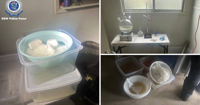 The alleged drug lab police found in a Heathcote home. Pictures supplied by NSW Police Force