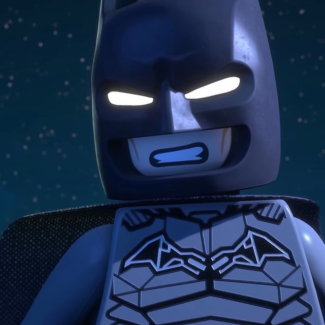 Lego Batman grimaces in the dark night