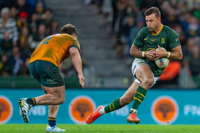 CAPE TOWN, SOUTH AFRICA - AUGUST 23: Handre Pollard of the Springboks during the Castle Lager Rugby Championship match between South Africa and Australia at DHL Stadium on August 23, 2025 in Cape Town, South Africa. (Photo by Anton Geyser/Gallo Images)