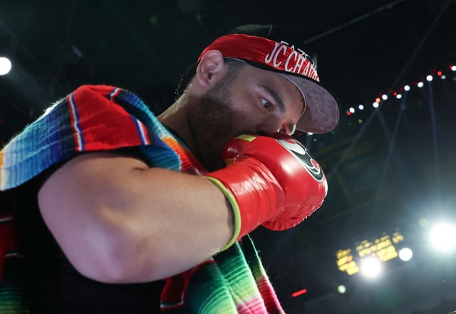 Mexico's Julio Cesar Chavez Jr. enters the ring ahead of his cruiserweight boxing bout against USA's Jake Paul at the Honda Center in Anaheim, California, on June 28, 2025.