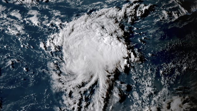 Satellite image of Tropical Storm Fernand as of 2120 UTC on August 23, 2025. Credit: GOES-19, RAMMB/CIRA, The Watchers.