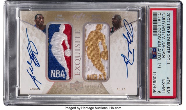 The card features the logo patch worn by Michael Jordan during the 1996-97 season, in which he won his penultimate NBA Championship.