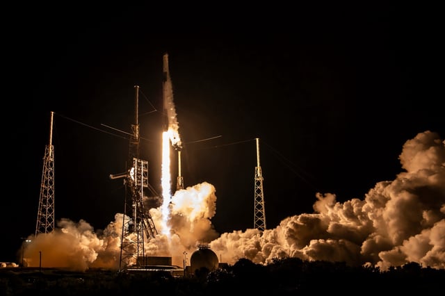 A SpaceX Falcon 9 topped with a cargo Dragon spacecraft launches from Cape Canaveral Space Force Station's Space Launch Complex 40 on Sunday, Aug. 24, 2025. (Courtesy/SpaceX)