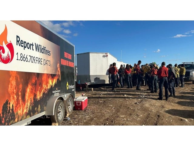  The firefighting crew from British Columbia that had been assigned to fight the Martin Lake wildfire in central Newfoundland will transfer to assist on the Kingston fire in Conception Bay North on Sunday. Facebook/Department of Fisheries, Forestry and Agriculture