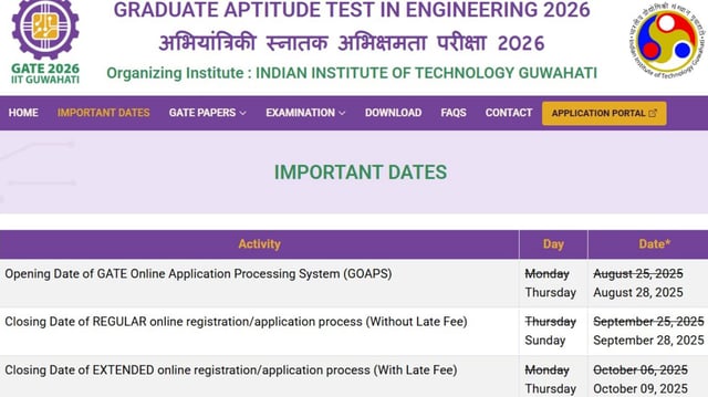 GATE 2026 registrations postponed