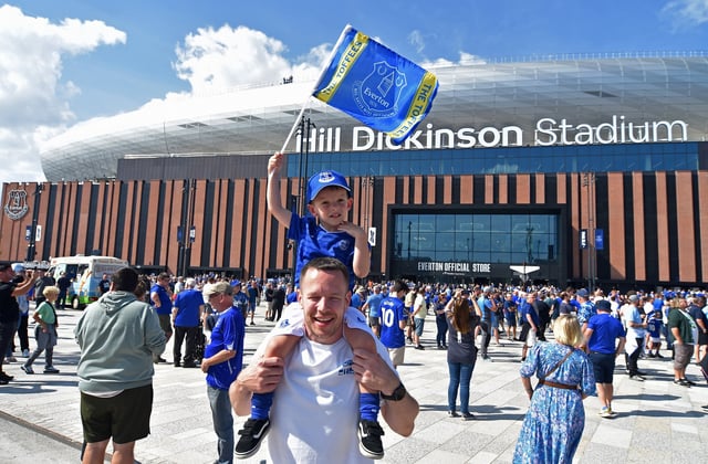 Soccer Football - Premier League - Everton v Brighton & Hove Albion - Hill Dickinson Stadium, Liverpool, Britain - August 24, 2025 Everton fans outside the stadium before the match REUTERS/Peter Powell