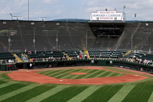 A general view of the infield before the Asia-Pacific Region team from Taoyuan City, Chinese Taipei plays against Mountain Region from Las Vegas, Nevada in the 2025 Little League World Series Championship at Howard J. Lamade Stadium on August 24, 2025 in South Williamsport, Pennsylvania.