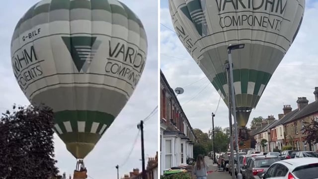 The balloon, which had veered off course, descended quickly between terraced homes as stunned residents watched.