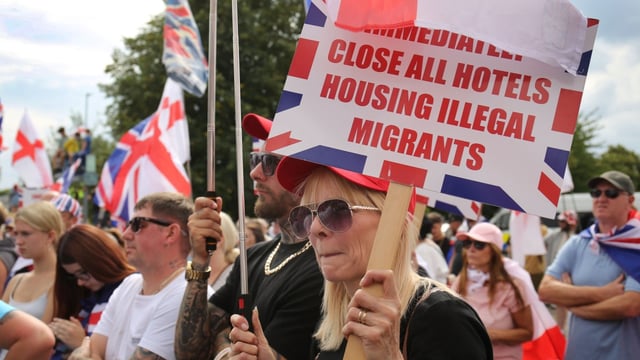 Hundreds of people marched to the Brook Hotel in Norwich, which has been housing asylum seekers