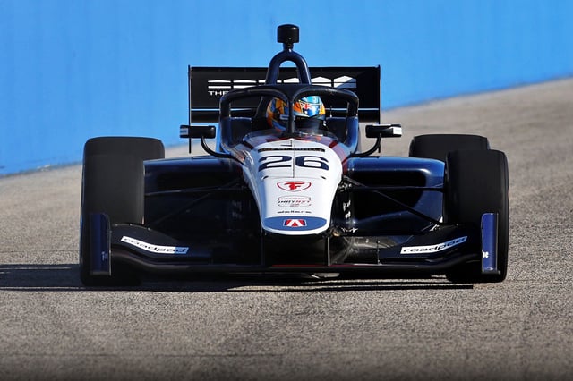 Lochie Hughes finished third at the Milwaukee Mile in the Indy NXT race. Image: Paul Hurley