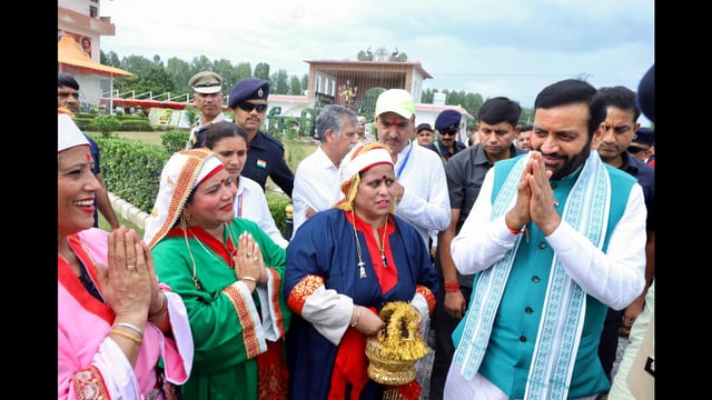 Haryana chief minister Nayab Singh Saini during an event in Kurukshetra on Sunday. (Sourced)