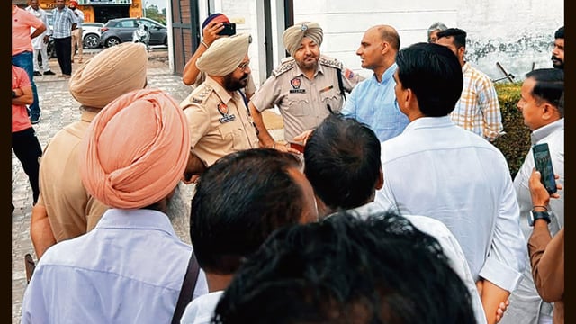 Police detained several BJP leaders and workers in a crackdown and forcibly stopped its “public welfare camps. (HT photo)