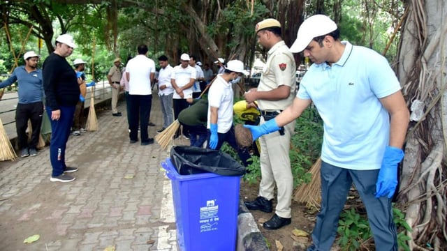 Gurugram DC Ajay Kumar during the drive. (HT Photo)