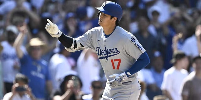 Aug 24, 2025; San Diego, California, USA; Los Angeles Dodgers designated hitter Shohei Ohtani (17) rounds the bases after hitting a solo home run during the ninth inning against the San Diego Padres at Petco Park. Mandatory Credit: Denis Poroy-Imagn Images