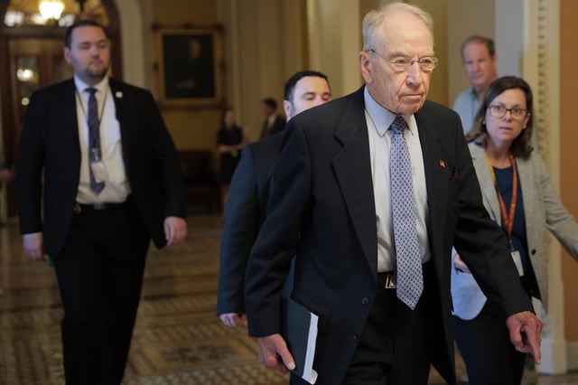 U.S. Sen. Chuck Grassley (R-IA) walks through the U.S.Capitol Building June 16, 2025 in Washington, DC.