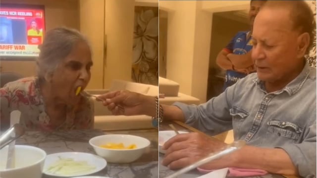 Salim Khan lovingly feeds his wife Salma Khan in cute video.