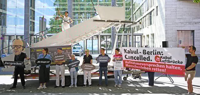 Aktivsten bei einer Protestaktion