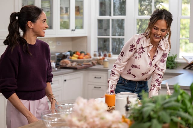L to R: Meghan, Duchess of Sussex and Chrissy Teigen in Season 2 of "With Love, Meghan."