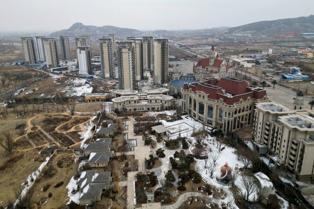 File Photo: An aerial view of an unfinished residential development by China Evergrande Group in the outskirts of Shijiazhuang, Hebei province, China February 1, 2024. REUTERS/Tingshu Wang/File Photo