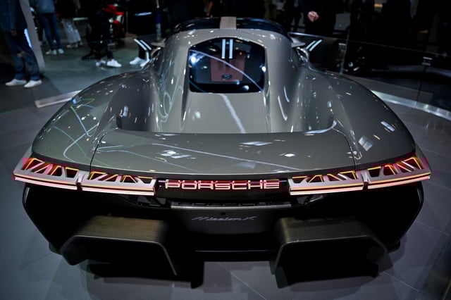 A Porsche Mission X is displayed during an event a day ahead of the official opening of the 2023 Munich Auto Show IAA Mobility, in Munich, Germany, September 4, 2023. REUTERS/Angelika Warmuth/ File Photo