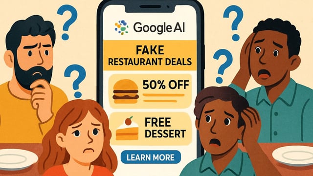 A restaurant caught in the crossfire as Google’s AI invents deals, turning everyday dinner plans upside down for locals.