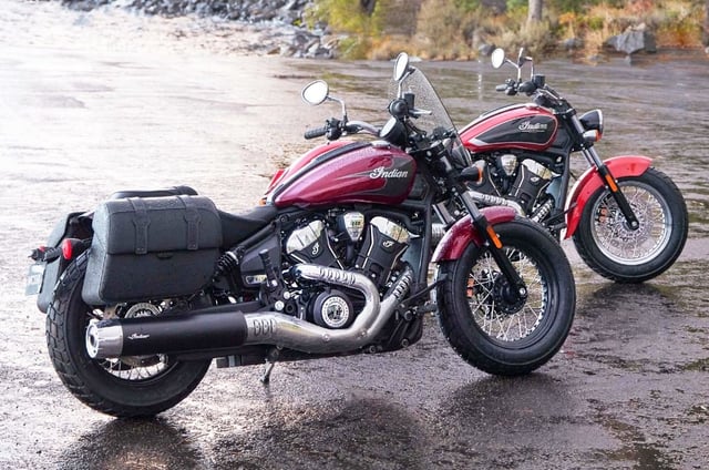 The Super Scout is the most touring oriented model and comes with soft luggage and a clear windshield.