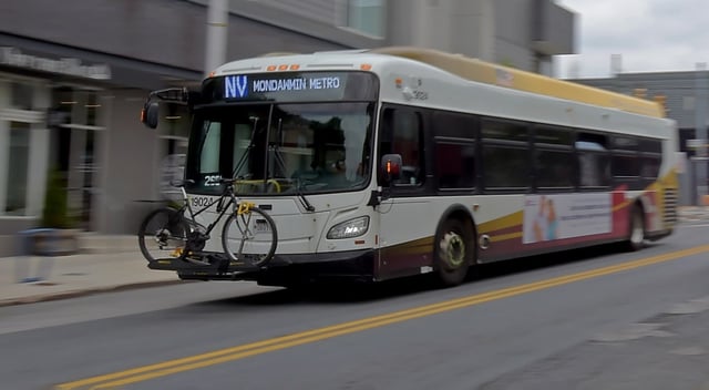 An MTA bus rides along Eastern Avenue in Highlandtown.  June 24, 2022