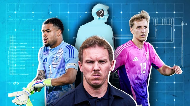Noah Atubolu (l.), Julian Nagelsmann (m.) und Nelson Weiper (r.)